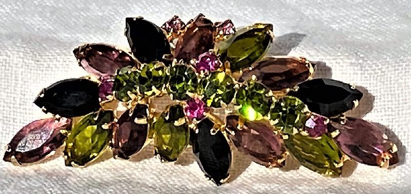 Front view of Multiple Colors Navettes Brooch