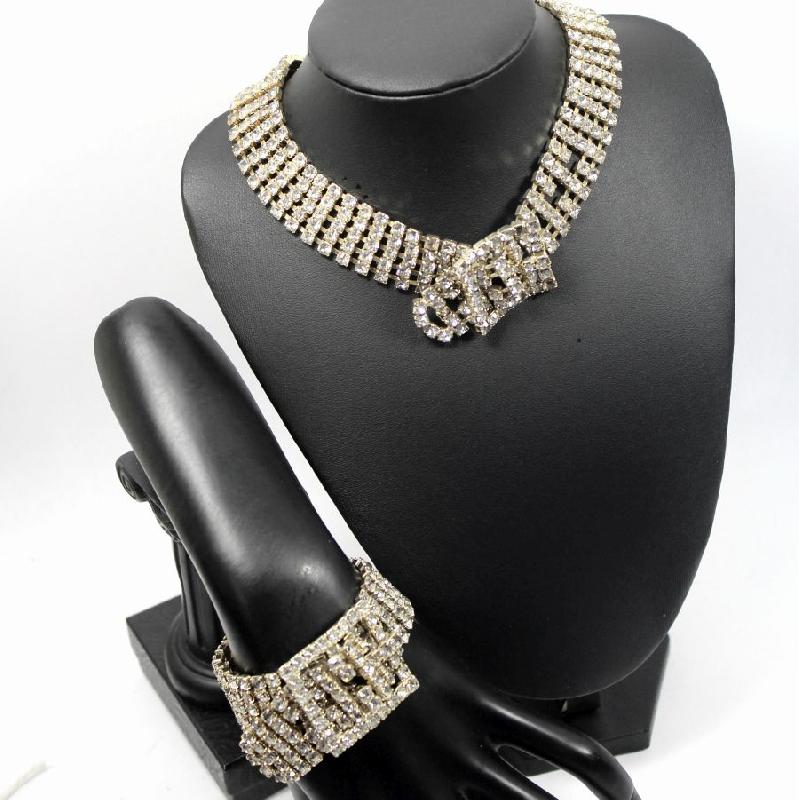 Front view of Clear Chatons Only Necklace