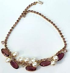 Purple (cardinal) Oval Pearl Necklace