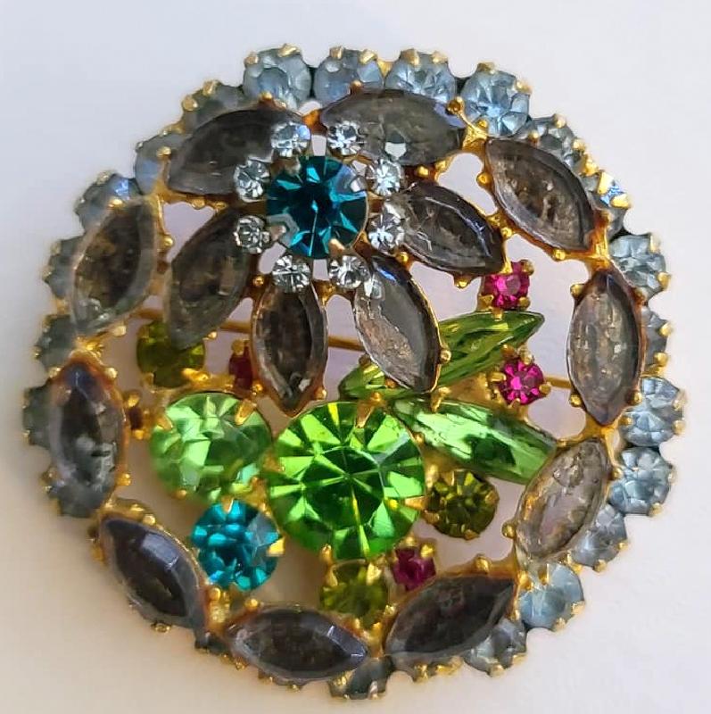 Front view of Blue Navettes Brooch