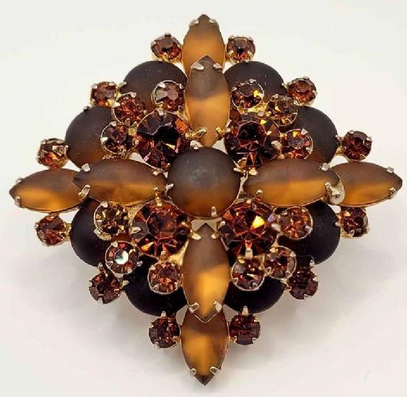 Front view of Topaz Cabochons Frosted Brooch