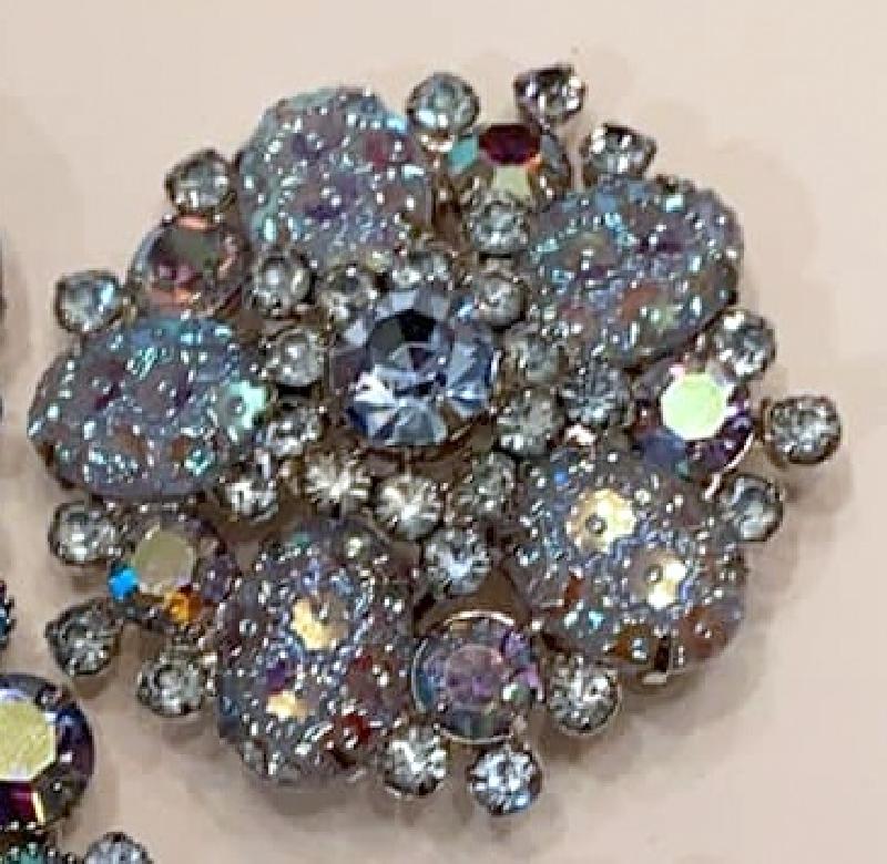 Front view of Blue Cabochons Molded/Cut Brooch