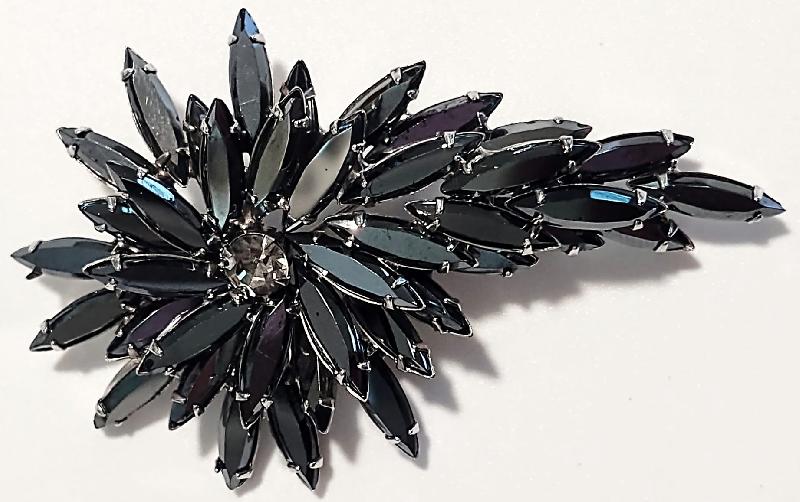 Front view of Hematite Navettes Brooch
