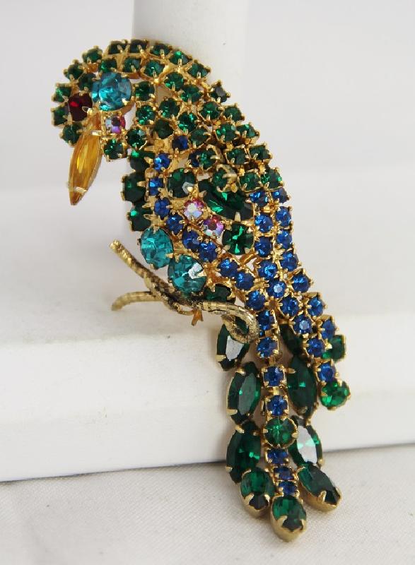 Front view of Green Navettes Brooch