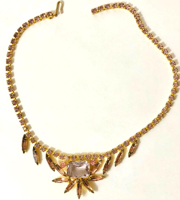 Front view of Purple (cardinal) Emerald Cut Necklace