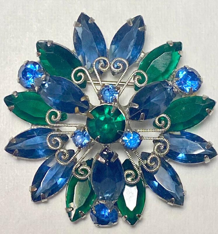 Front view of Multiple Colors Navettes Brooch