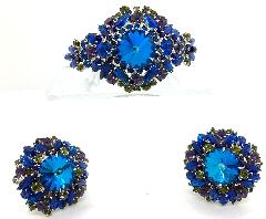 Blue Navettes Rivoli/Margarita Bracelet Clamper