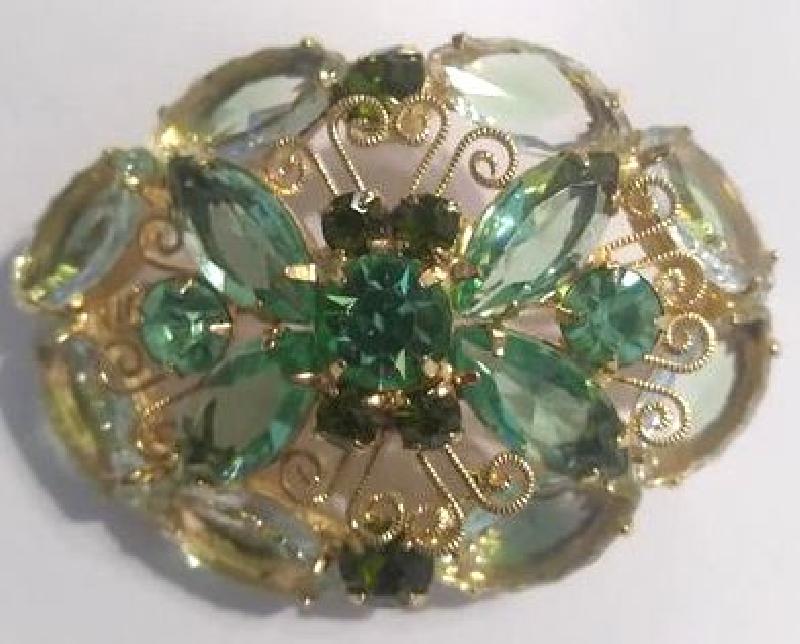 Front view of Turquoise Navettes Brooch