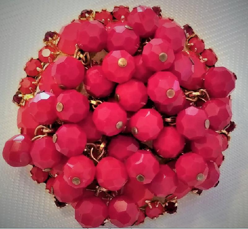 Front view of Red Chatons Only Brooch