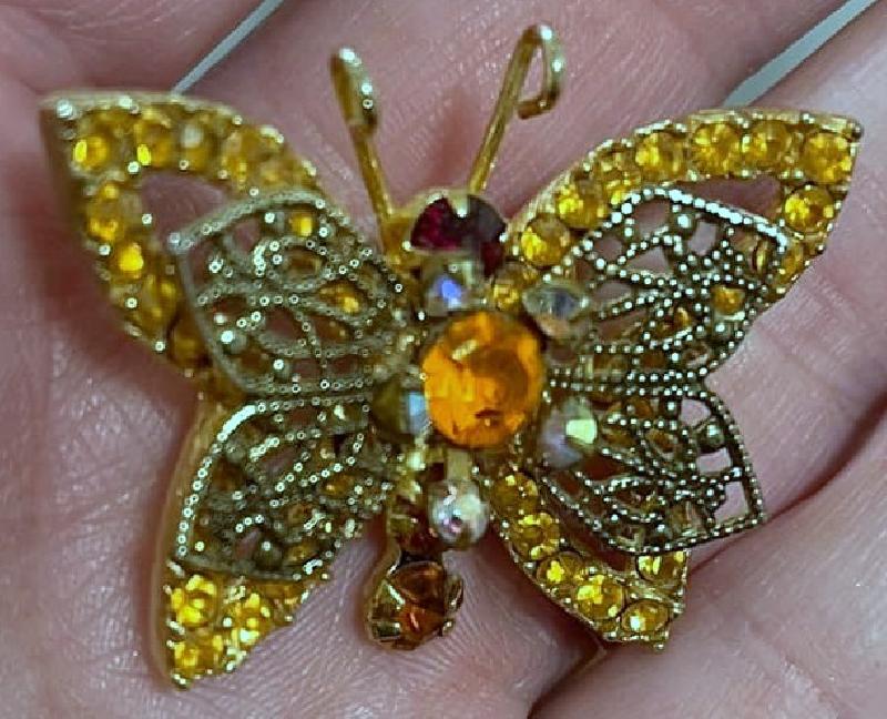 Front view of Topaz Navettes Brooch
