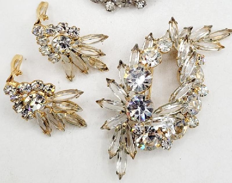 Front view of Clear Navettes Brooch