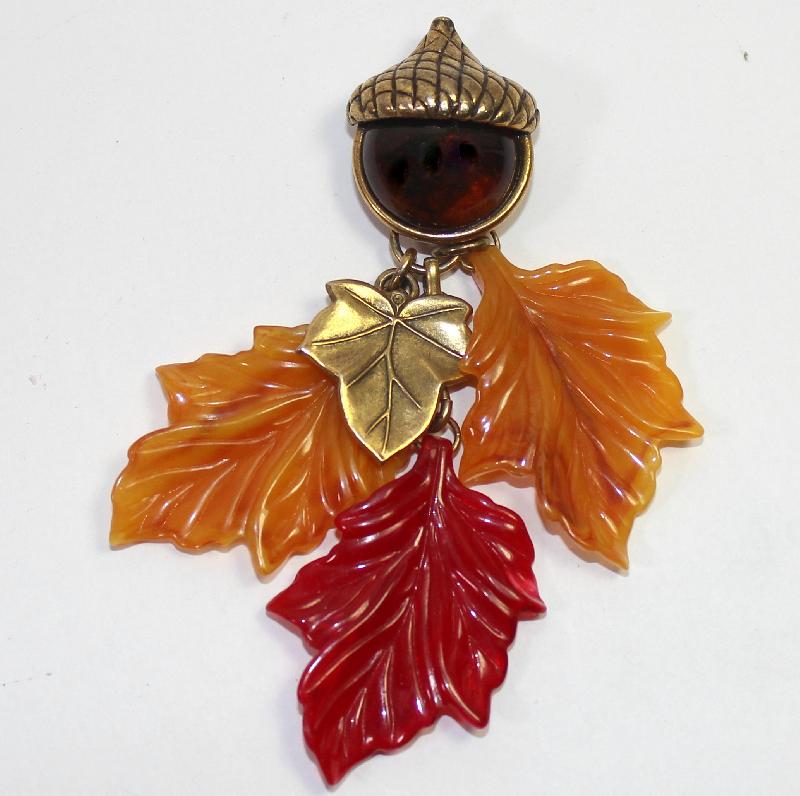 Front view of Fall Cabochons Plastic Brooch