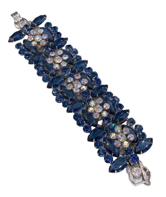 Front view of Blue Navettes Bracelet 5 Link
