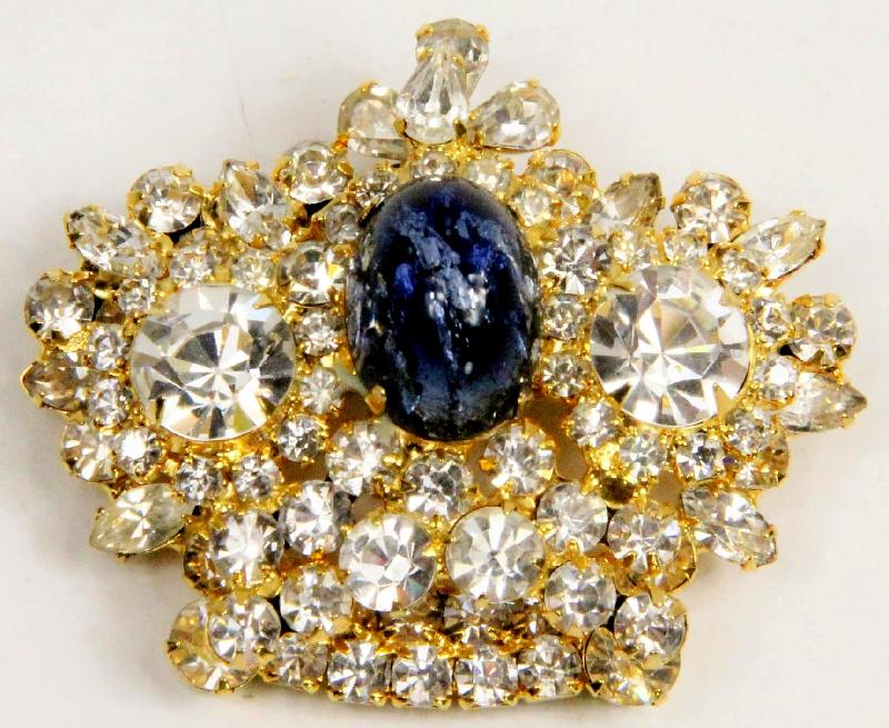 Front view of Blue Pear Brooch