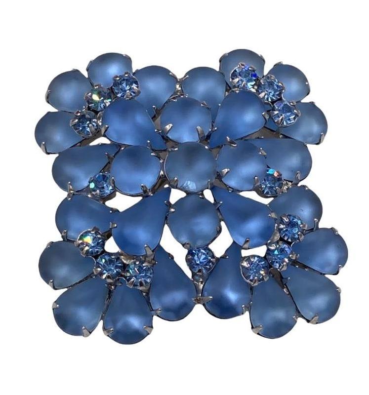 Front view of Blue Pear Frosted Brooch