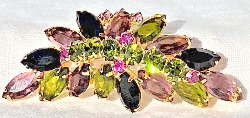 Front view of Multiple Colors Navettes Brooch