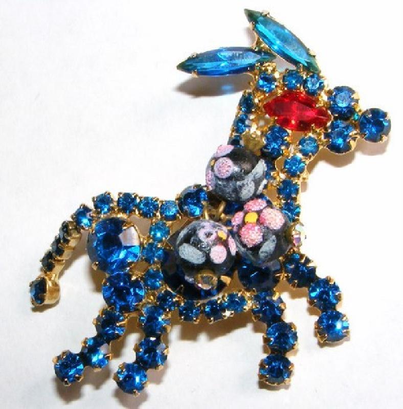 Front view of Blue Navettes Brooch
