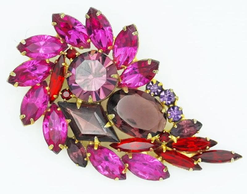 Front view of Multiple Colors Diamond Brooch