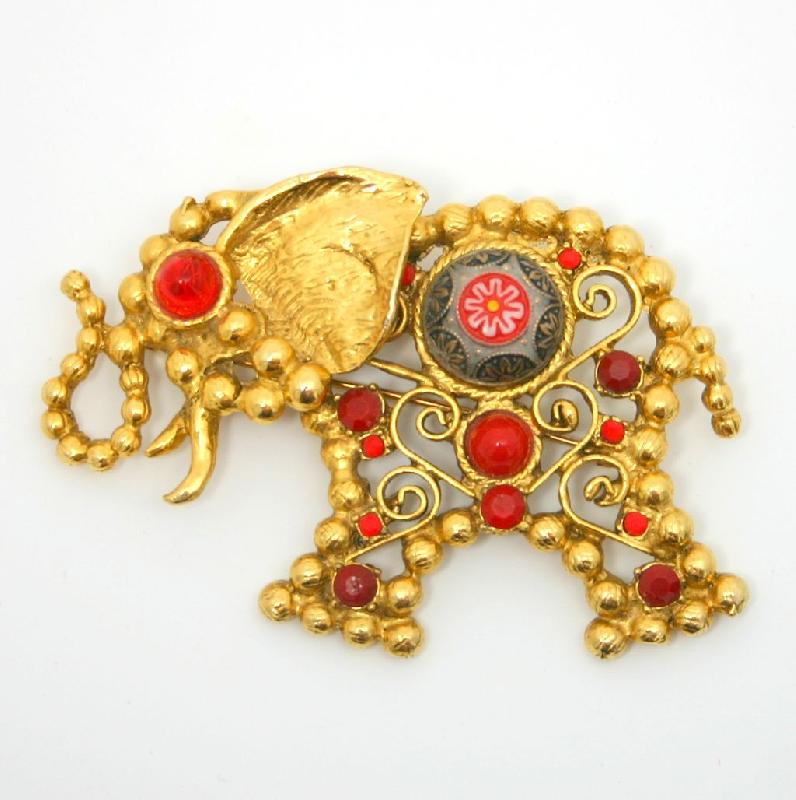 Front view of Red Cabochons Molded/Cut Pin Pendant