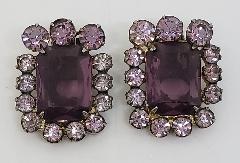 Purple (cardinal) Emerald Cut Earrings Clip