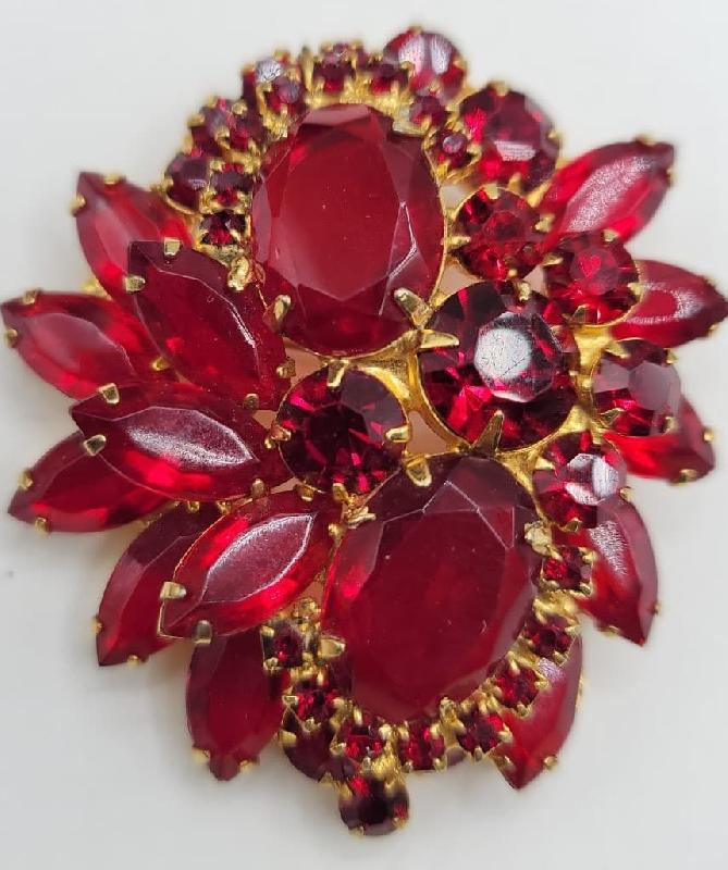 Front view of Red Oval Brooch