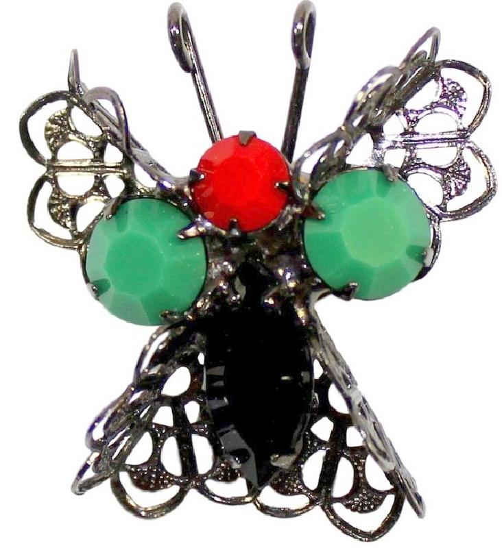 Front view of Multiple Colors Navettes Brooch