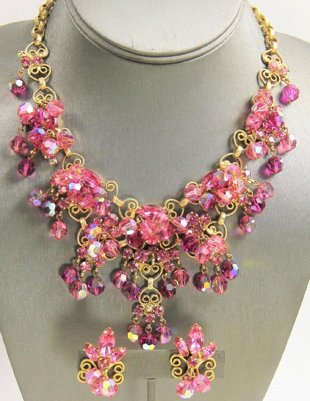 Front view of Pink Navettes Necklace