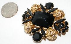 Black (jet) Emerald Cut Brooch