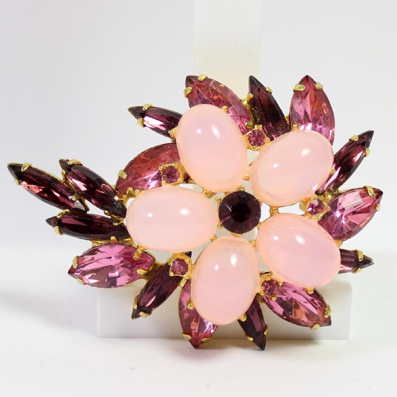 Front view of Pink Cabochons Plastic Brooch