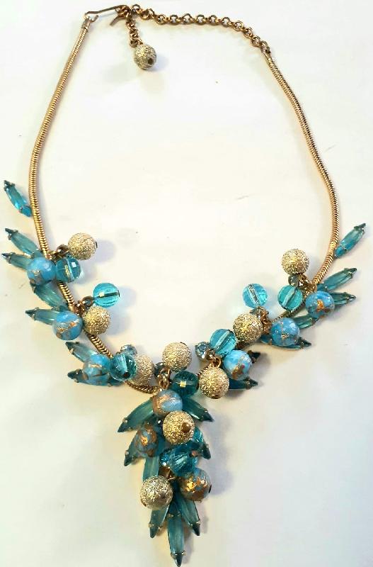 Front view of Blue Navettes Necklace