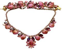 Pink Cabochons Striped Necklace