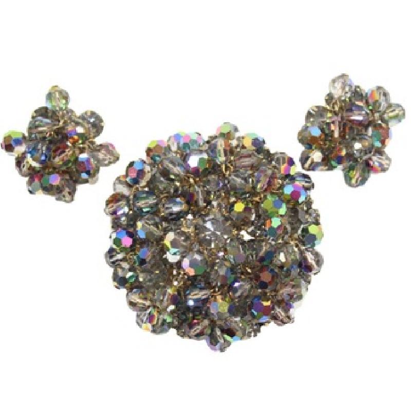 Front view of Gray (black Diamond) Chatons Only Earrings Clip