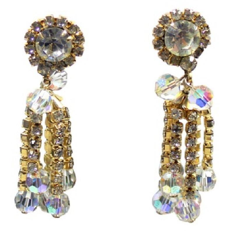 Front view of Gray (black Diamond) Chatons Only Earrings Clip