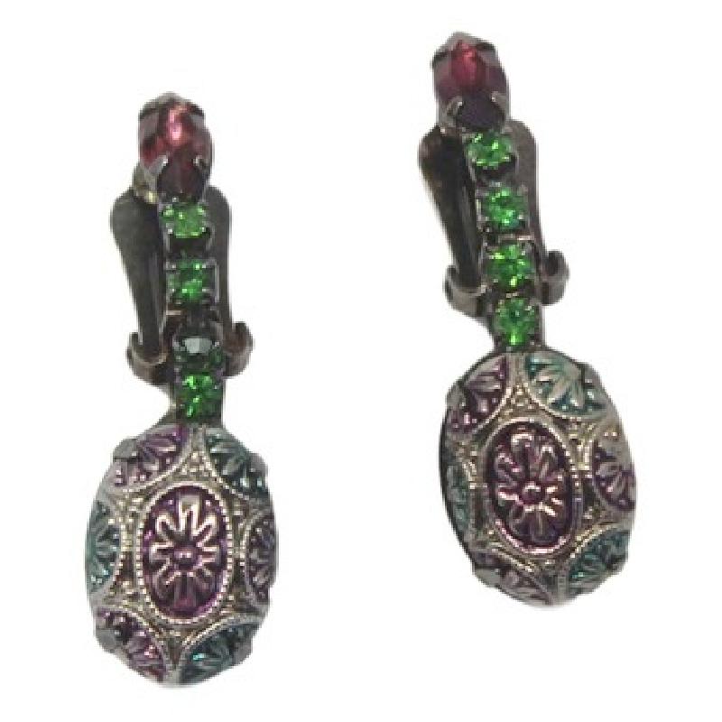 Front view of Multiple Colors Cabochons Molded/Cut Earrings Clip