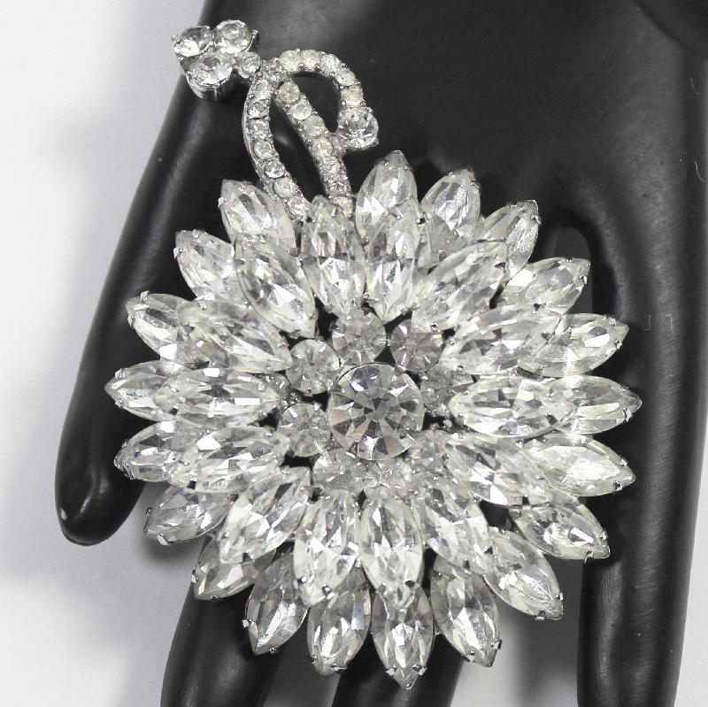 Front view of Clear Navettes Brooch