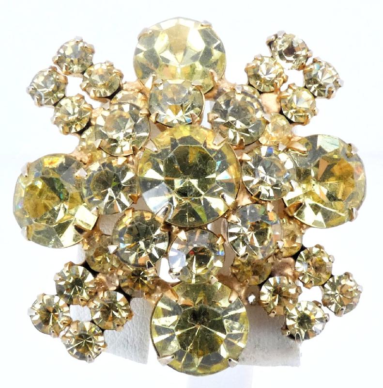 Front view of Yellow Chatons Only Brooch