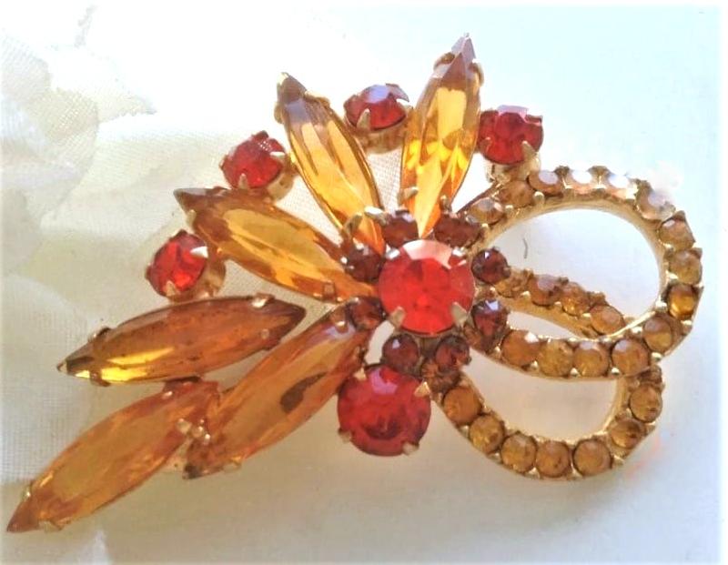 Front view of Topaz Navettes Brooch