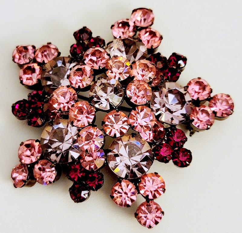 Front view of Pink Chatons Only Brooch
