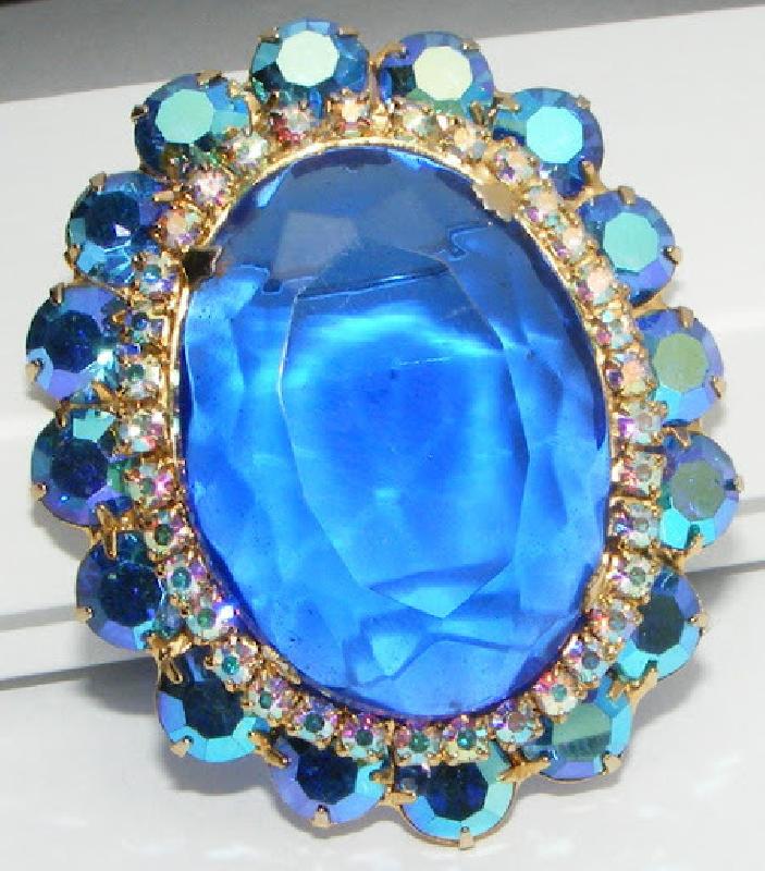 Front view of Blue Oval Pin Pendant