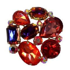 Multiple Colors Emerald Cut Brooch