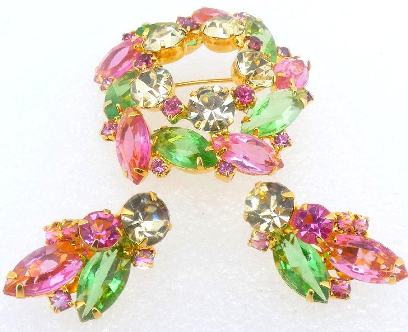 Front view of Pastel Navettes Brooch