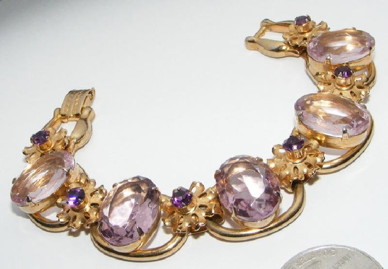 Front view of Purple (cardinal) Oval Bracelet 5 Link