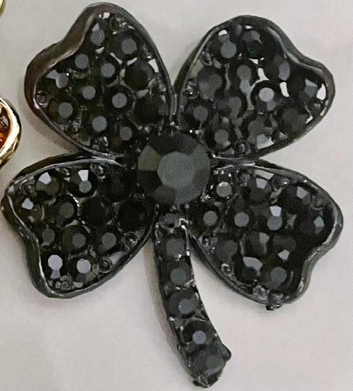 Front view of Black (jet) Chatons Only Brooch
