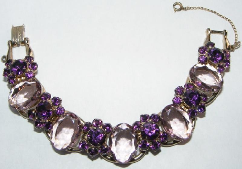 Front view of Purple (cardinal) Oval Bracelet 5 Link