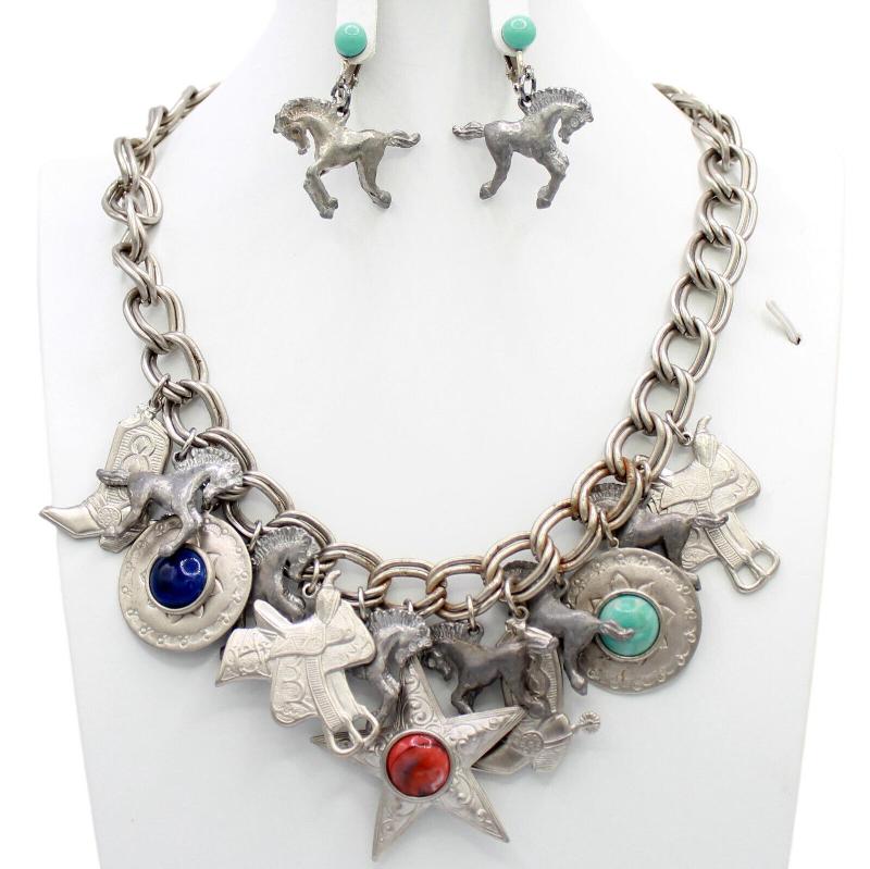 Front view of Multiple Colors Cabochons Necklace