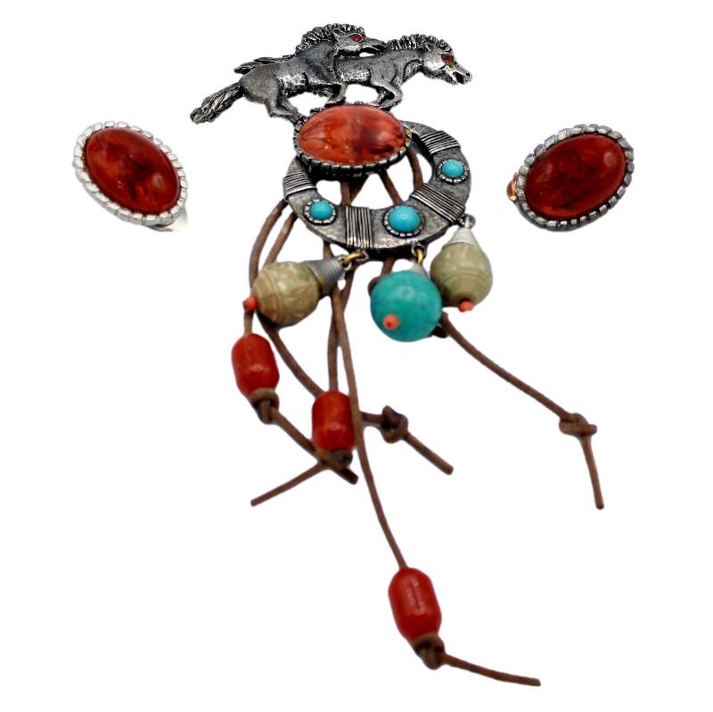 Front view of Multiple Colors Cabochons Brooch