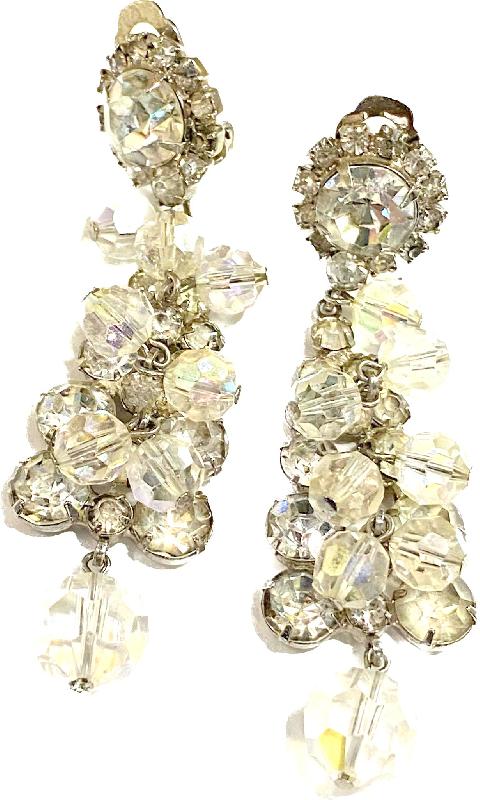 Front view of Clear Chatons Only Earrings Clip