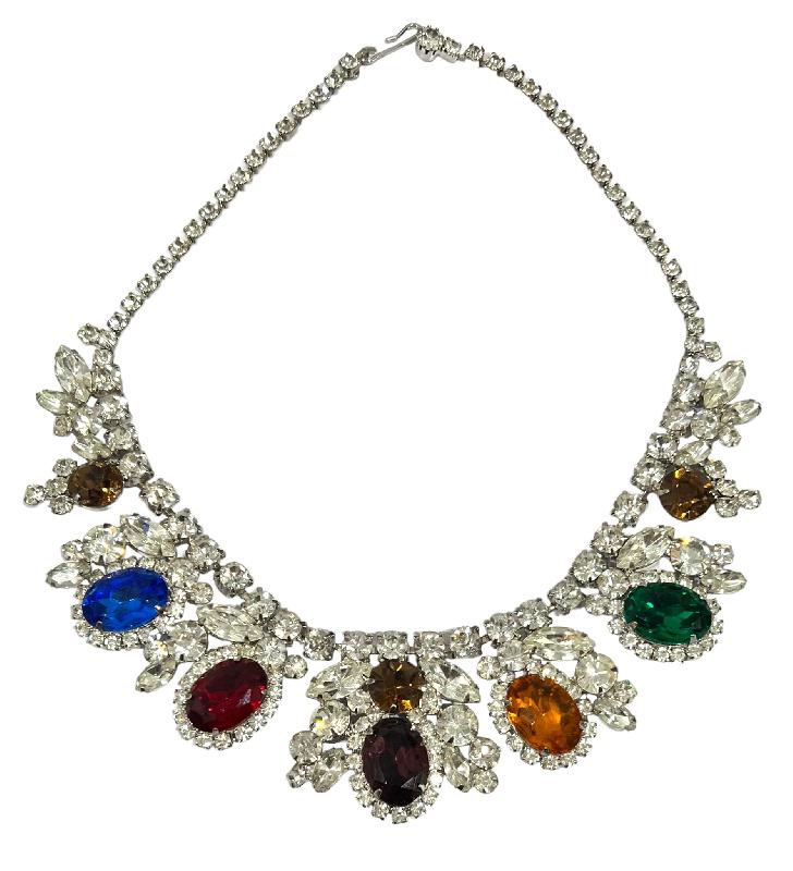 Front view of Multiple Colors Oval Necklace