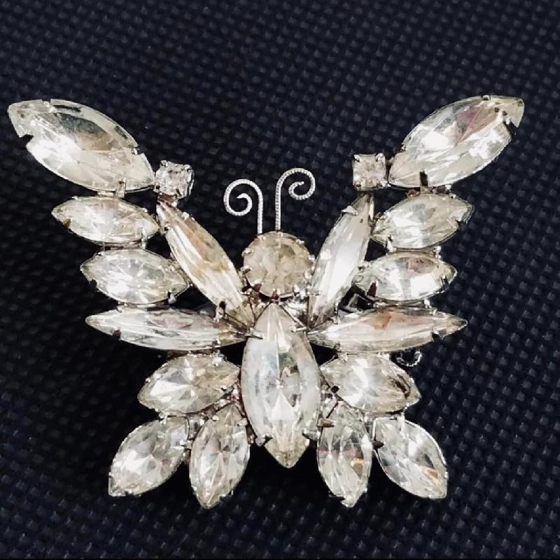 Front view of Clear Navettes Brooch