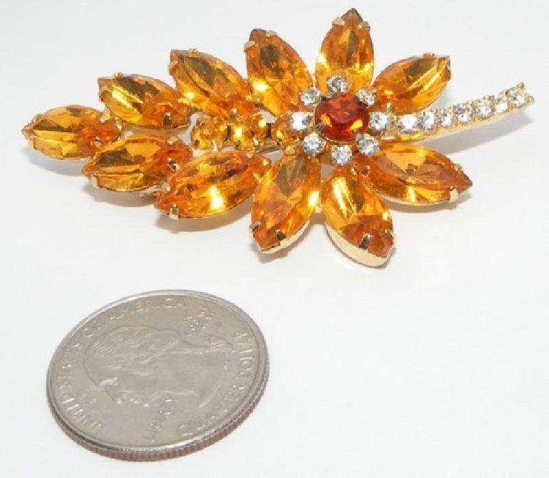 Front view of Topaz Navettes Brooch